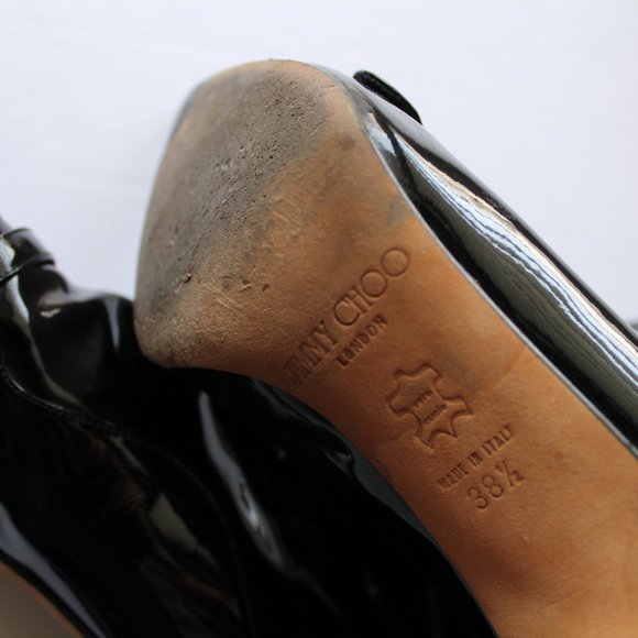 Jimmy Choo Patent Leather Front Strap Detail Ankle Boots Black Size 38.5 - Picture 9 of 9